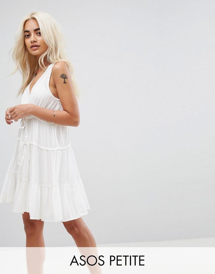 Asos Petite Tiered Trapeze Mini Sundress - White