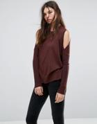 All Saints Reya Sweater With Cold Shoulder - Red