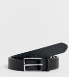 Asos Design Plus Smart Faux Leather Slim Belt In Black