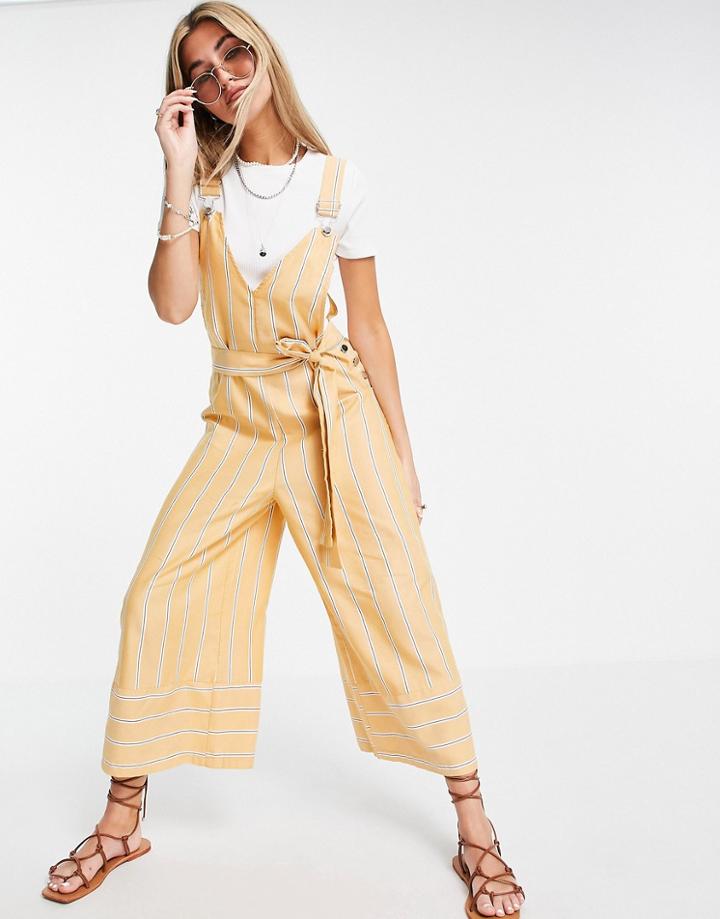 Asos Design Overalls With Wide Leg In Stripe-multi