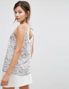 Darling Grid Print Strappy Back Tank Top - Blue