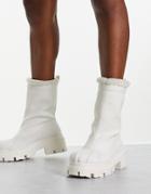 Asos Design Alice Shearling Lined Pull On Boots In White