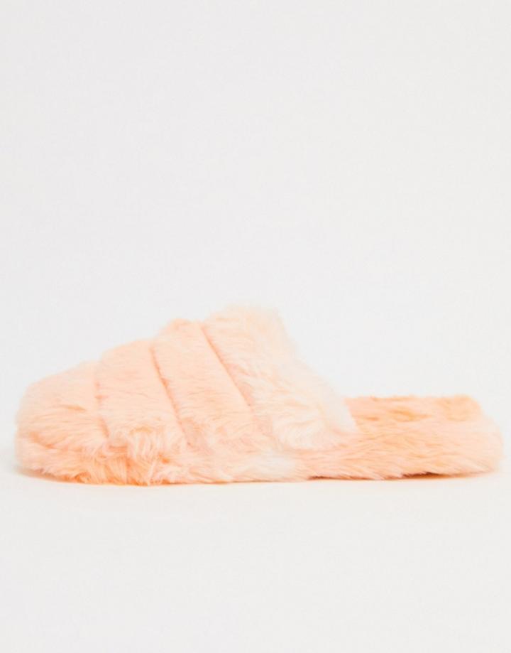 Asos Design Zoe Quilted Slide Slippers In Orange