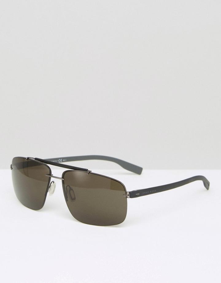 Hugo Boss Square Sunglasses In Black - Black