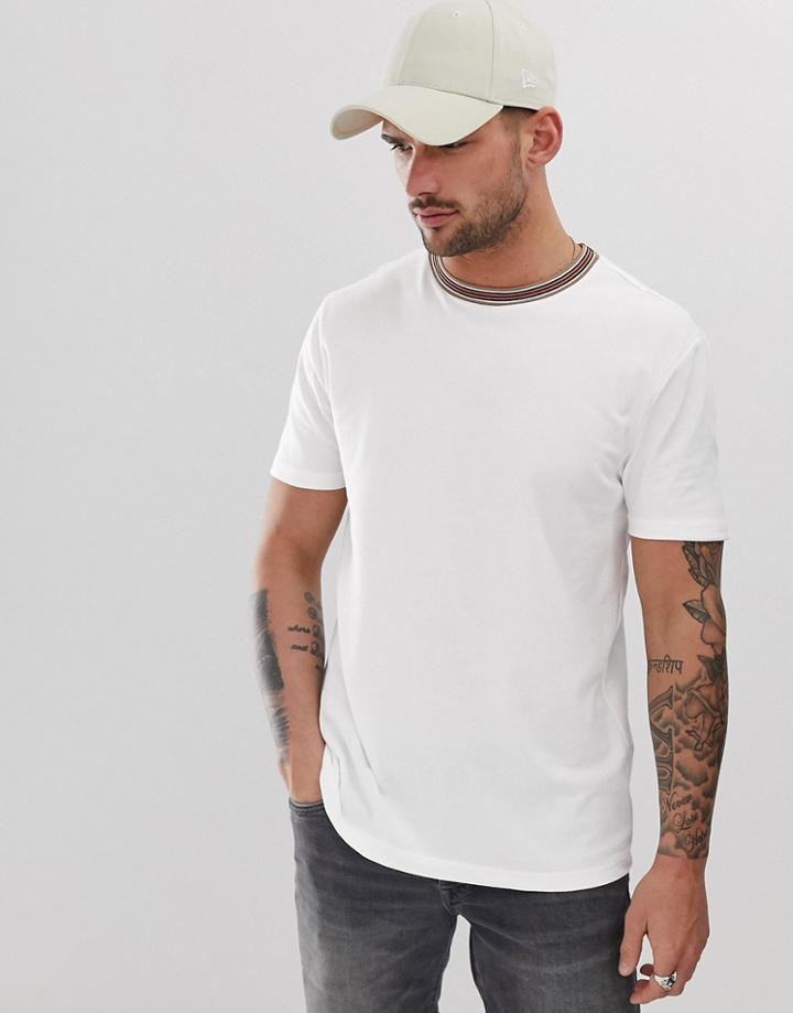River Island Slim Fit Crew Neck T-shirt With Neck Tipping In White