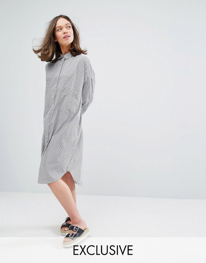 Monki Midi Shirt Dress - White