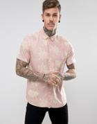 Asos Regular Fit Viscose Floral Print Shirt In Pink - Pink