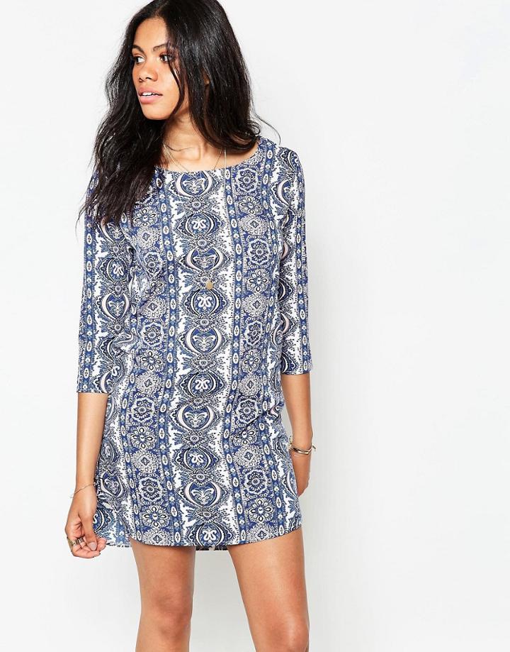 Madam Rage Dress In Geo Print - Blue