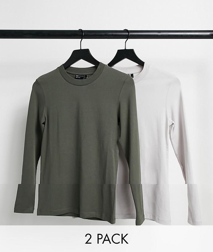 Asos Design Muscle Fit Long Sleeve T-shirt 2 Pack-multi