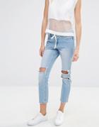 Vero Moda Ripped Skinny Jean - Light Blue Denim