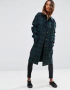 Asos Coat In Check With Utility Styling - Multi