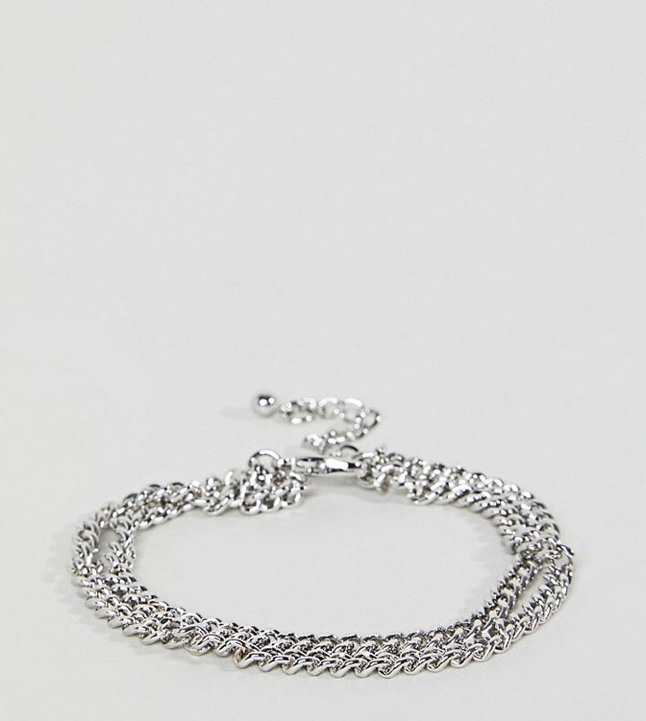 Designb Double Layer Cable Chain Bracelet In Silver Exclusive To Asos - Silver