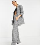 Asos Design Petite Mix & Match Straight Leg Suit Pants In Gray Check