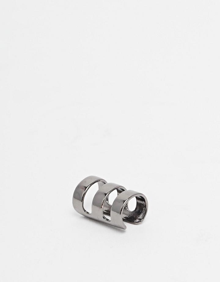 Icon Brand Caged Cuff Single Earring In Charcoal - Black