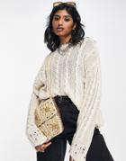 Asos Design Ladder Stitch Sweater In Oatmeal-neutral