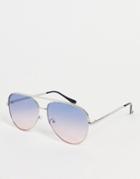 Aj Morgan Ramblers Aviator Sunglasses In Silver Blue Ombre