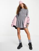 Topshop Cut And Sew Cozy Tiered Dress In Gray