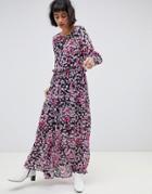 Selected Maggie Floral Print Maxi Dress - Purple