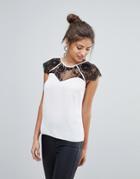 Lipsy Top With Lace Detail - Multi
