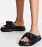 Asos Design Wide Fit Faster Chunky Knotted Flat Sandals In Black