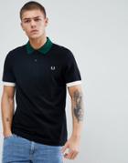 Fred Perry Color Block Pique Polo In Black - Black