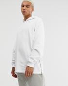 Asos Design Oversized Longline Hoodie With Side Zips In White - White