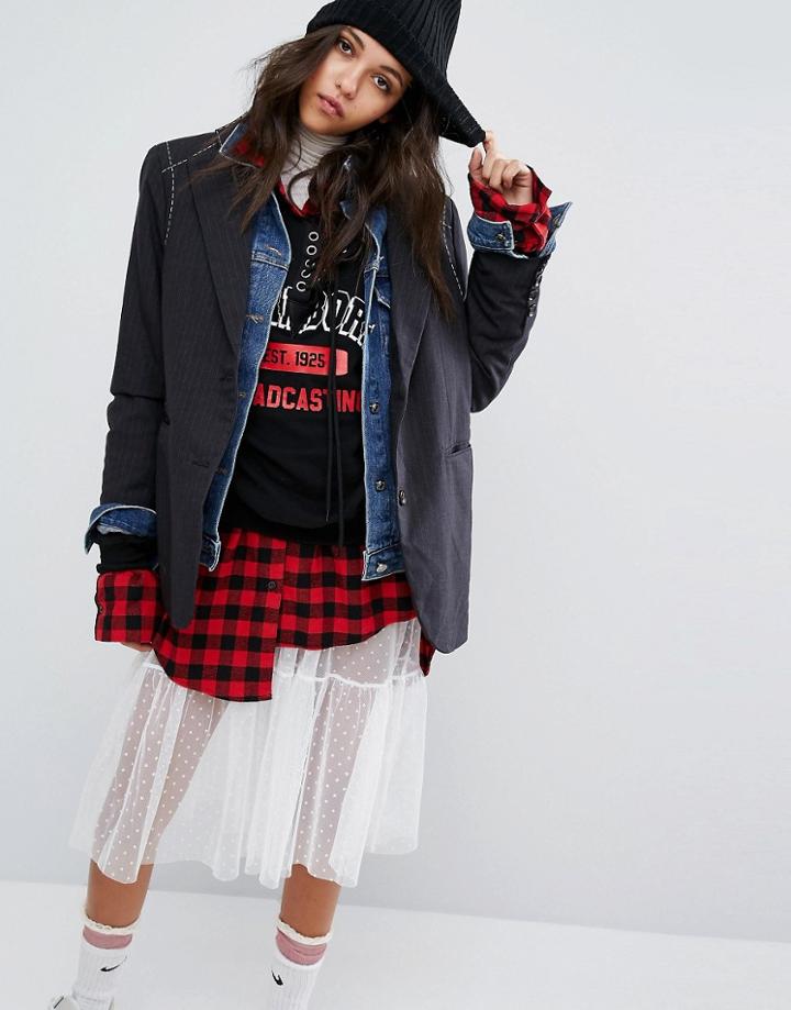 Stylenanda Deconstructed Reconstructed Denim Jacket And Blazer - Multi