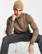 Selected Homme Roll Neck Sweater In Brown-neutral