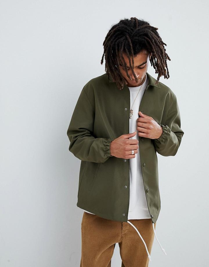 Mennace Coach Jacket In Khaki - Gray
