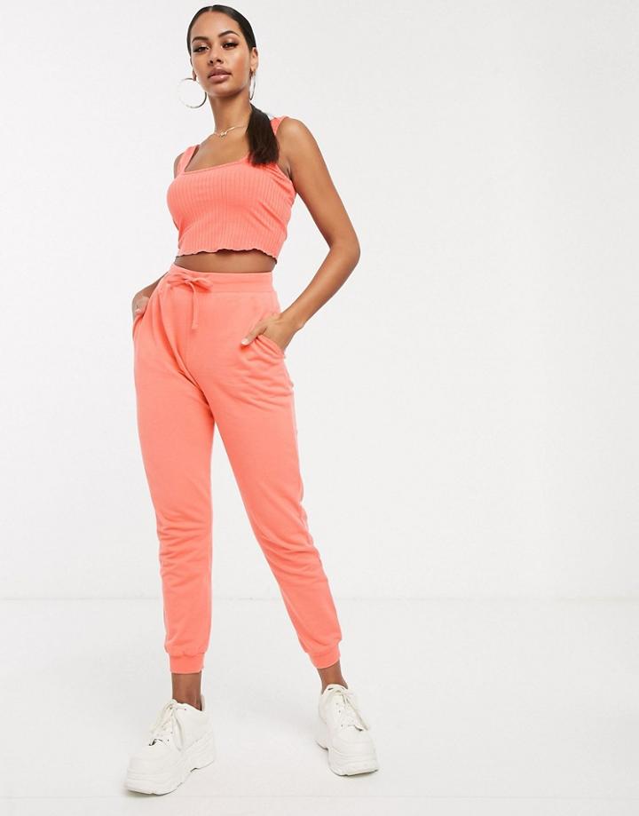 Asos Design Two-piece Basic Jogger With Tie-pink