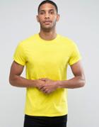 Asos T-shirt With Crew Neck And Roll Sleeve - Yellow
