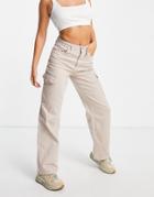 New Look Cargo Pocket Jeans In Stone-neutral