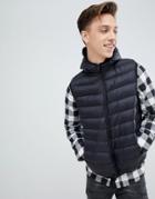 Brave Soul Padded Vest With Nylon Hood-black