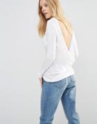 Noisy May Scoop Back Long Sleeve Top - Bright White