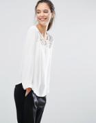 Only Lace Insert Blouse - Cream