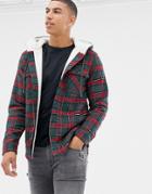 Another Influence Fleece Lined Check Over Jacket-green