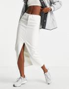 Asos Design Organic Denim '90's' Maxi Skirt In White