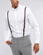 Asos Brown Leather Suspenders In Gift Box - Brown