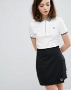 Fred Perry Authentic Tipped Zip Neck Pique Polo Shirt - White