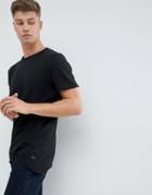 Produkt Longline T-shirt With Raw Asymmetric Hem - Black