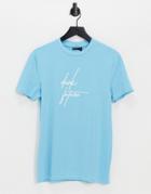 Asos Dark Future Muscle Fit T-shirt With Script Logo In Bright Blue-blues