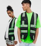 Collusion Unisex Vest With Reflective Tape-black