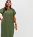 Asos Design Curve Rib Oversized Midi T-shirt Dress-green