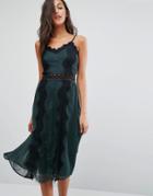 Miss Selfridge Lace Panel Cami Dress - Green