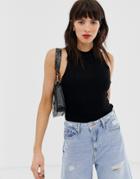 River Island High Neck Sweater Vest In Black