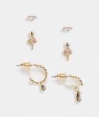 Topshop Pack Of 3 Crystal And Snake Earrings In Gold