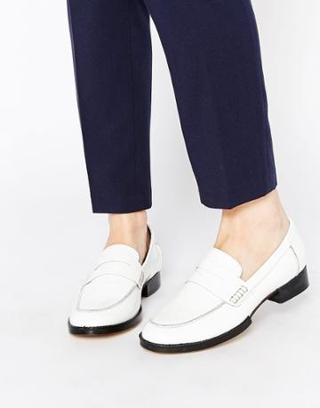 Park Lane Simple Patent Loafers - White