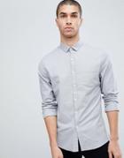 Asos Design Slim Oxford Shirt In Gray - Silver