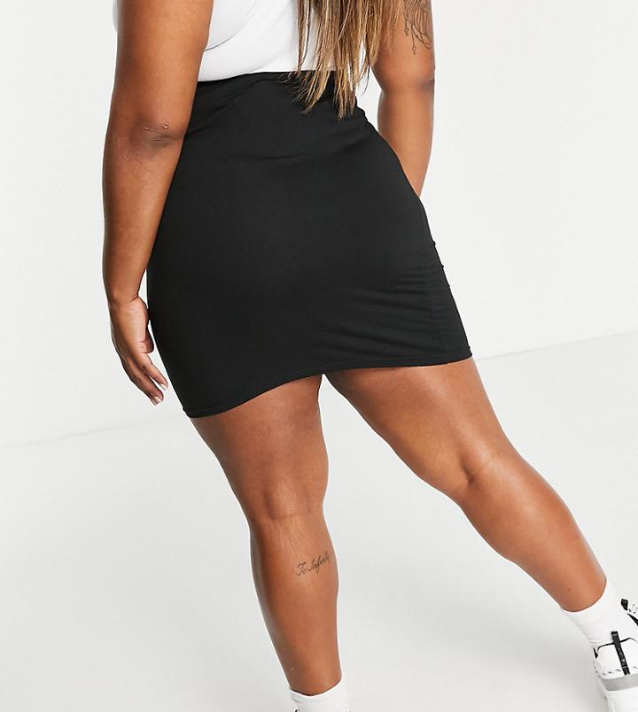 Brave Soul Plus Jade Jersey Basic Skirt-black