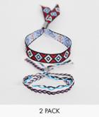 Classics 77 Blue & White Geo-tribal Fabric Bracelets In 2 Pack